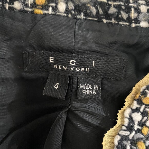 ECI New York Tweed Silk Trim Blazer - Black/White/Tan 4 - Picture 5 of 7